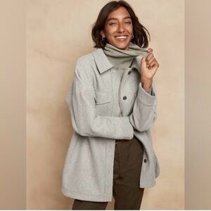 Banana Republic Oversized Light Gray Utility Shacket Jacket Medium Petite